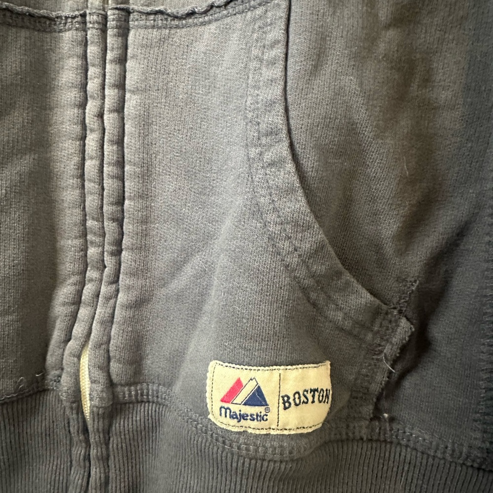 Majestic Boston Red Sox Zip Hoodie Gray Vintage Style MLB - Picture 3 of 6